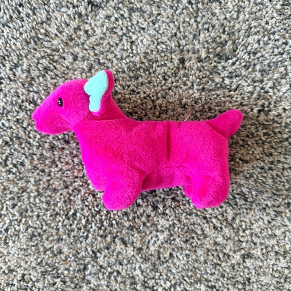 Ty Beanie Baby Stretch the Dachshund Pink Blue Ear Collectible Plush Dog